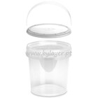 1L transparent bucket with lid transparent and handle white