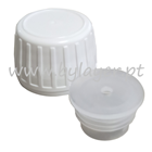 Dropper cap tamper evident PP28 white (lid and seal) big ribbed for glass
