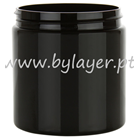 Boião em PET 250ml preto com diâmetro de 70mm