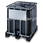 Depósito IBC de 1000L Homologado UN com palete de plástico preto