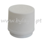Tamper evident screw cap PP18 white with child safety and liner ribbed