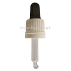 Tampa rosca branca com pipeta preta conta gotas PP18 com ponta curva para frasco de 10ml