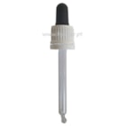 Tampa rosca branca com pipeta preta conta gotas PP18 com ponta curva para frasco de 50ml