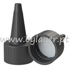 Stopper with nozzle 24/410 black ribbed with sealing disc for induction