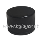 Screw cap 24/410 black ribbed with liner silver